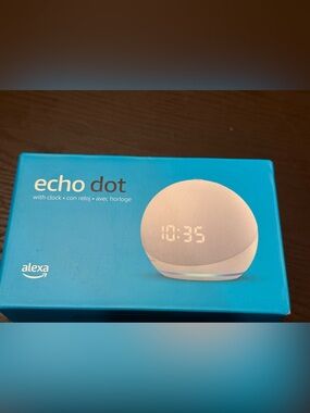 Amazon Echo Dot with Clock Alexa Smart Speaker, White, Wi-Fi/Bluetooth, 3.5mm